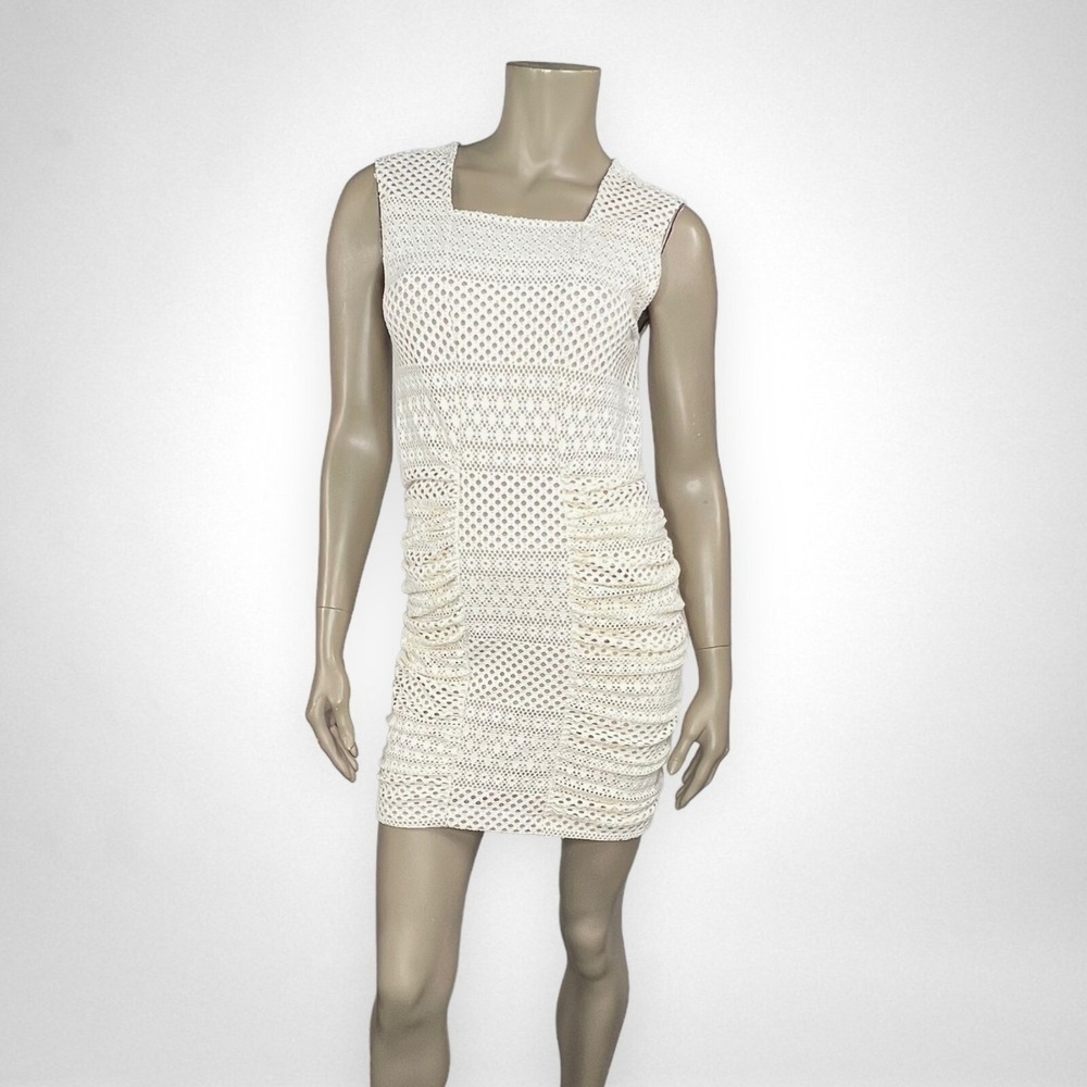 BCBGMAXAZRIA Medium Sleeveless‎ Ruched-Side Ivory Dress Party Summer Vacation